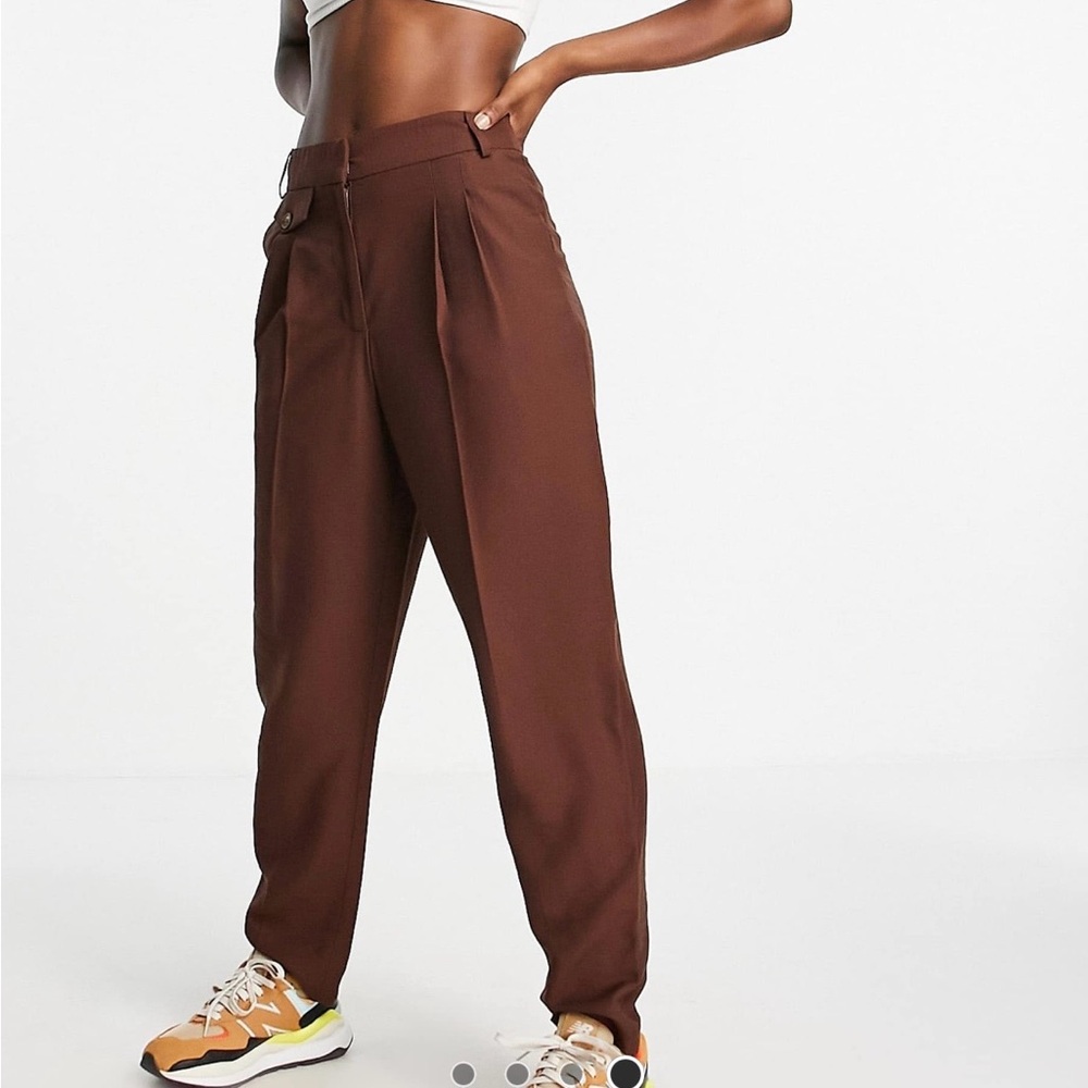 River Island Chocolate Brown High-Waist Trousers